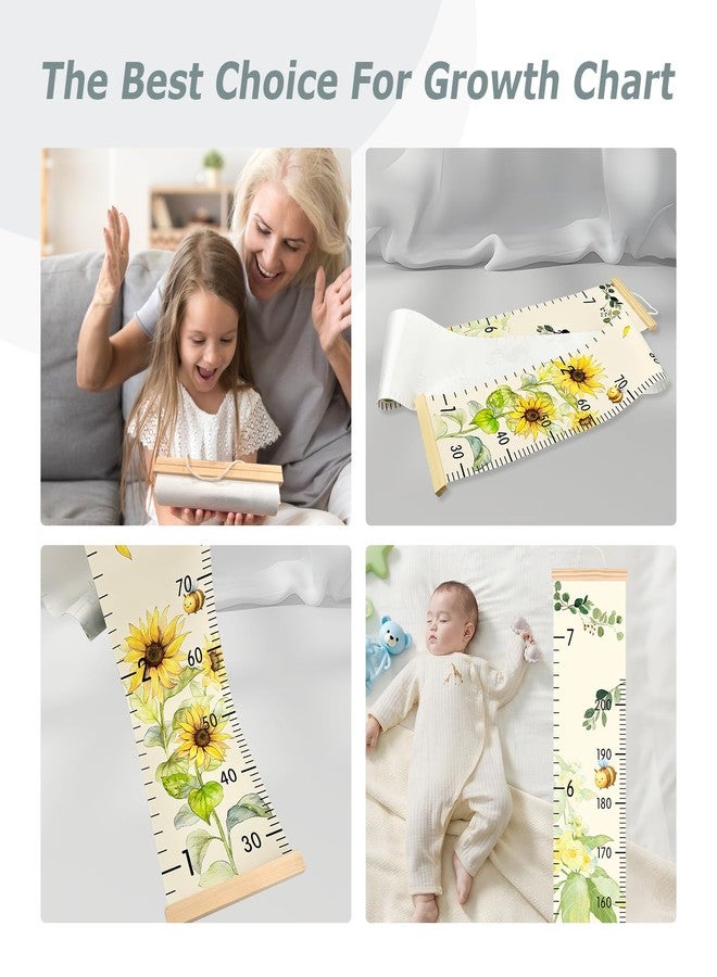 EQUNROY Growth Chart for Wall - 7.9x79 Inch Height Measurement Ruler with Wooden Rainbow Hook, Waterproof Canvas Nursery Decor, Removable Neutral Kids Height Chart for Baby Toddlers - Image 5